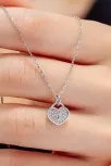 Kadın Gümüş Kolye - Swarovski Taşlı Zirconia Kilit ve Kalp Motifli Kadın Kolye