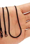Siyah Yassı Model Snake Yılan Erkek Kolye Zincir