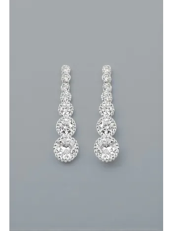 Parla Model Zirkon Taşlı Gümüş Su Yolu Kadın Küpe