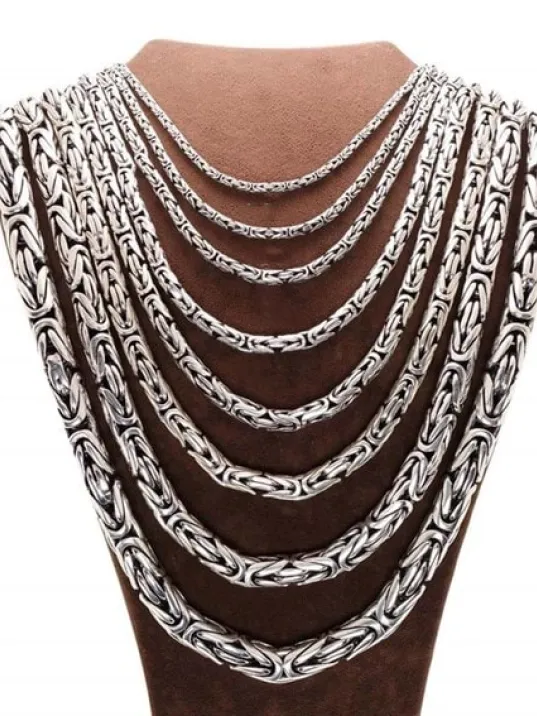 Erkek Gümüş Zincir Kolye Yuvarlak Kral Model