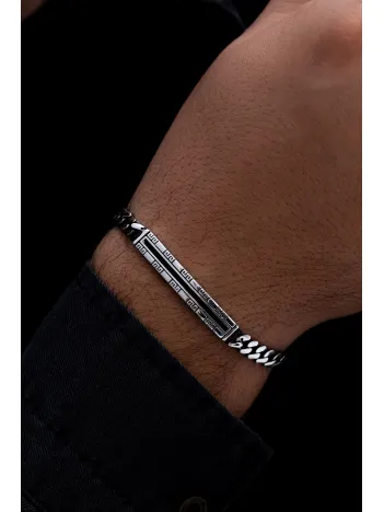 Erkek Gümüş Bileklik - Monako Gurmet Zincirli Oksitli Model Gümüş Bileklik