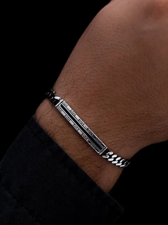 Erkek Gümüş Bileklik - Monako Gurmet Zincirli Oksitli Model Gümüş Bileklik