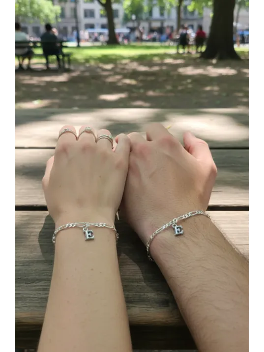 925 Ayar Harfli Gümüş Bileklik - Sevgiliye Hediye 3mm Figaro 925 Ayar Gümüş Kolye Künye