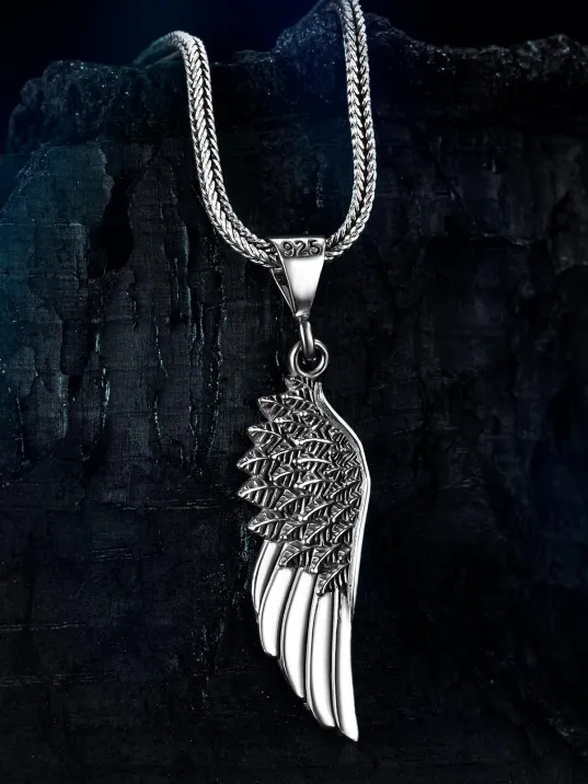 Erkek Gümüş Kolye - Tek Kanat Motifli Tilki Kuyruğu Zincir Erkek Gümüş Kolye