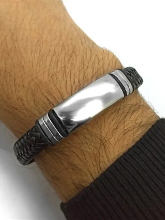 İsim Yazılabilen Örme Deri Erkek Bileklik Kalın Model CBLISIMUZNS-SYH İsim Yazılabilen Örme Deri Erkek Bileklik Kalın Model CBLISIMUZNS-SYH