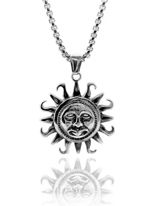Güneş Figürlü Paslanmaz Çelik Erkek Kolye CKLGMSGUNES