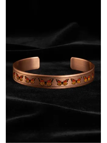 Kadın Bakır Bileklik - Zodia Model Özel Baskı Metal Kutu Ve Kuvars Taşı