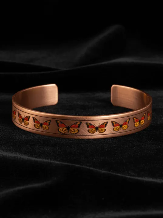 Kadın Bakır Bileklik - Zodia Model Özel Baskı Metal Kutu Ve Kuvars Taşı