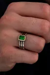 Erkek Gümüş Yüzük - Yeşil Zümrüt Taşlı İnce Kibar Erkek Yüzüğü Erkek Gümüş Yüzük - Yeşil Zümrüt Taşlı İnce Kibar Erkek Yüzüğü