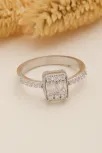 Kadın Gümüş Yüzük - Nazlı Baget Taşlı Zirkon Süslemeli Kadın Yüzük