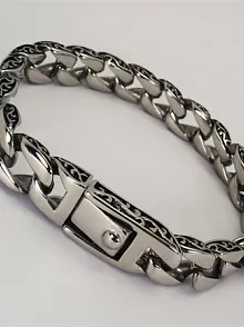 Erkek Çelik Bileklik Otantik Sarmaşık Tasarımlı
