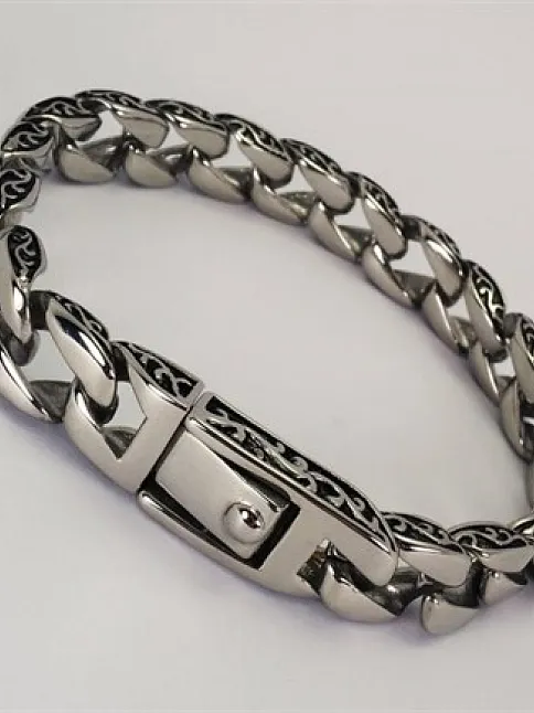Erkek Çelik Bileklik Otantik Sarmaşık Tasarımlı
