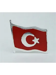 Türk Bayrağı Mineli Gümüş Rozet