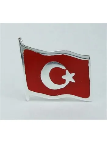 Türk Bayrağı Mineli Gümüş Rozet