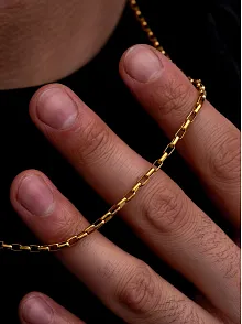 Erkek Çelik Kolye - Altın Kaplama Halka Model Paslanmaz Çelik Kolye