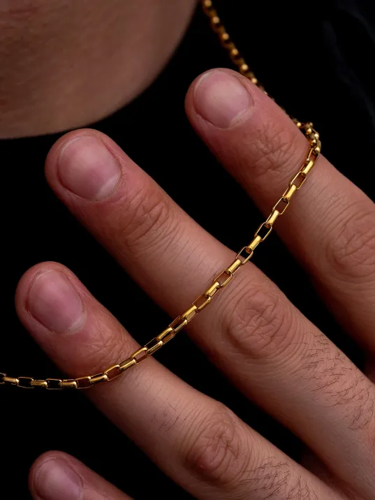 Erkek Çelik Kolye - Altın Kaplama Halka Model Paslanmaz Çelik Kolye