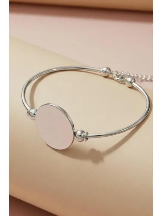 Kadın Gümüş Bileklik - Yuvarlak İsim Yazılabilir Plaka Gümüş Bileklik Kadın Gümüş Bileklik - Yuvarlak İsim Yazılabilir Plaka Gümüş Bileklik