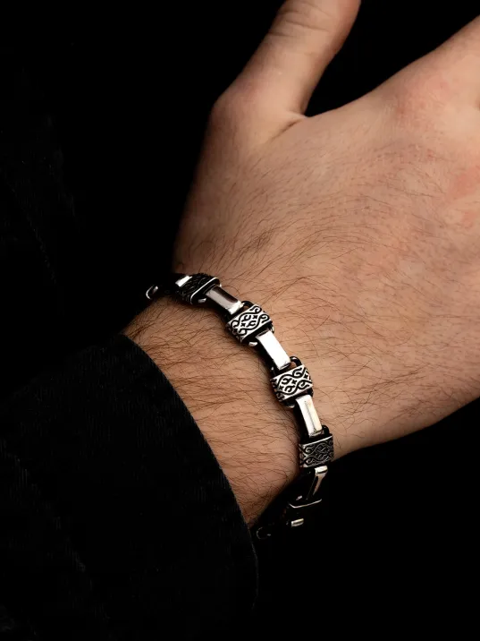Erkek Gümüş Bileklik - Etnik Desenli Blok Model 1 Gümüş Bileklik Künye Erkek Gümüş Bileklik - Etnik Desenli Blok Model 1 Gümüş Bileklik Künye