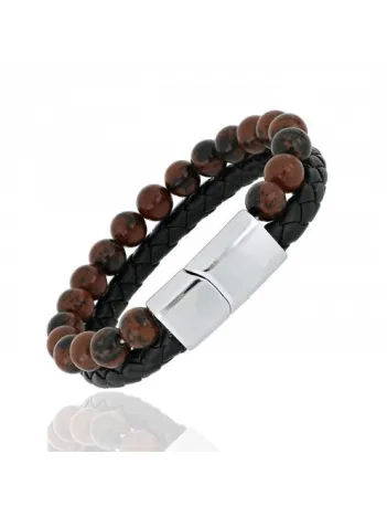 Doğal Taşlı Şahin Gözü Deri Bileklik DBLTPRSAHIN