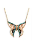 Turkuaz Taşlı Kelebek Bayan Gümüş Kolye