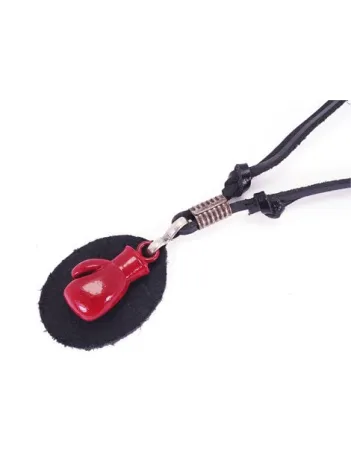 Kırmızı Boks Eldiveni Erkek Deri Kolye