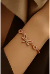 Kadın Gümüş Bileklik - Rose Kaplama Yusufçuk Model Damla Motifli Gümüş Bilezik