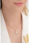 Zirkon Taşlı Rose Manolya Çiçeği Model 2 Kadın Gümüş Kolye GKLMNLYCCK2-ROS
