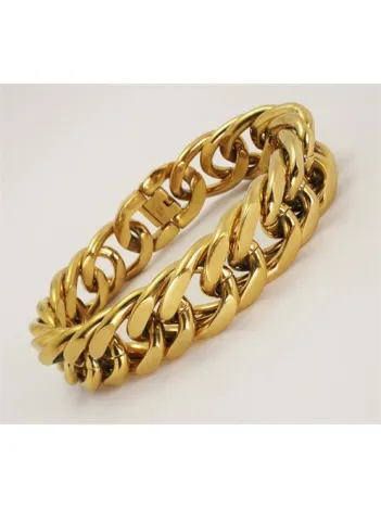 19mm Altın Rengi Gurmet Erkek Çelik Bileklik Künye Devasa Kalınlıkta