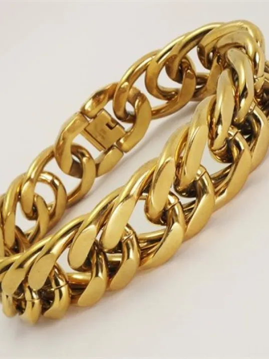 19mm Altın Rengi Gurmet Erkek Çelik Bileklik Künye Devasa Kalınlıkta 19mm Altın Rengi Gurmet Erkek Çelik Bileklik Künye Devasa Kalınlıkta