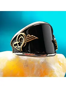 Oval Oniks Taşlı Erkek Gümüş Yüzük