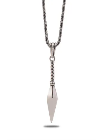 Mızrak Ucu Figürlü Erkek Gümüş Kolye Zincir Gklyzkhnmzr-gms