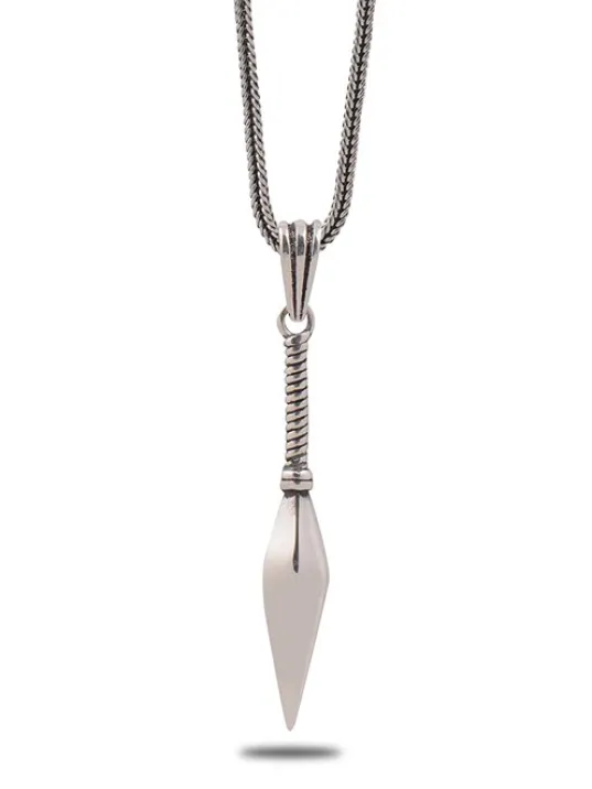 Mızrak Ucu Figürlü Erkek Gümüş Kolye Zincir Gklyzkhnmzr-gms