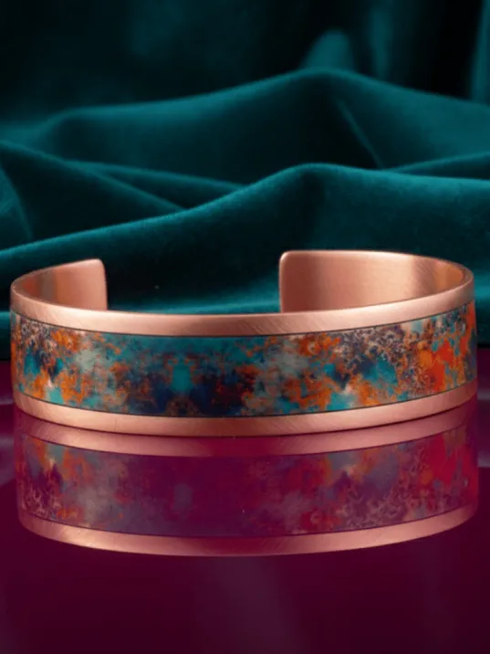 Kadın Bakır Bileklik Yüzük Set - World Model Özel Baskı Metal Kutu Ve Kuvars Taşı