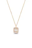 Kare Baget Taşlı Model 3 Kadın Gümüş Kolye Zincir GKLKRBGTM3D-ROS