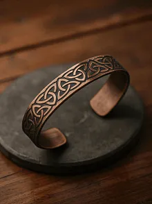 Erkek Kadın Bakır Bileklik - Alpha Model Bakır Bilezik Metal Kutu Ve Doğal Taşlı