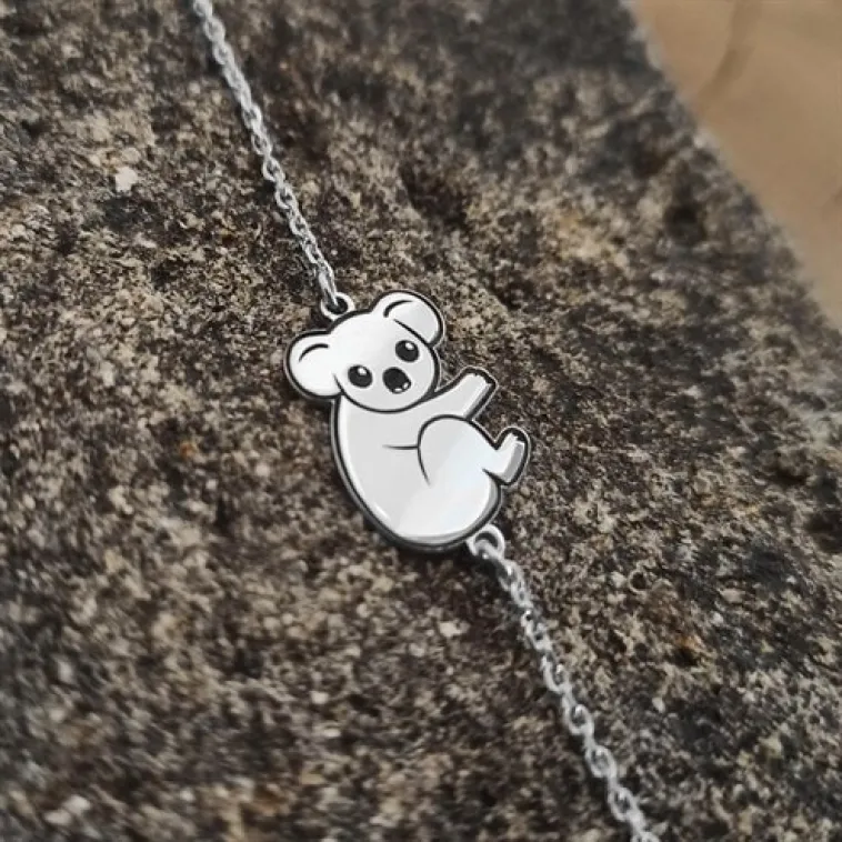 Koala Modelli Bayan Gümüş Bileklik GBLPANDABLK-BYZ