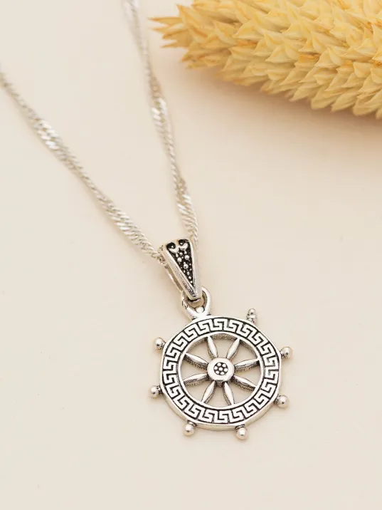 Gemi Dümeni Gümüş Bayan Kolye Zincir