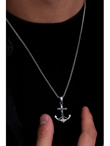 Erkek Gümüş Kolye - Çapa Figürlü Gümüş Model 2 Erkek Kolye