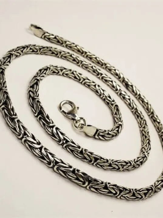 Gümüş Erkek Kral Zincir Kolye 3,5mm Orta Kalınlıkta