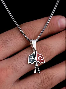 3 Hilal Ay Yıldız Gümüş Erkek Kolye Zincir Küçük Boy