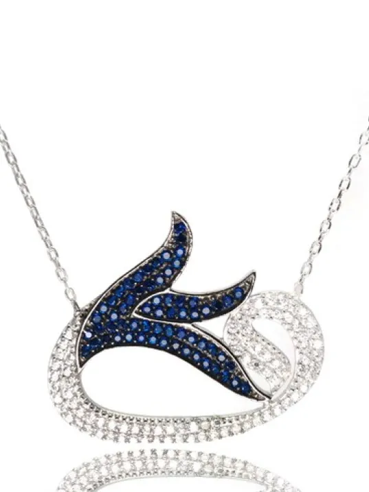 Büyük Kuyruklu Vav Bayan Gümüş Kolye