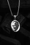 Erkek Gümüş Kolye - Oval Atatürk Motifli Erkek Gümüş