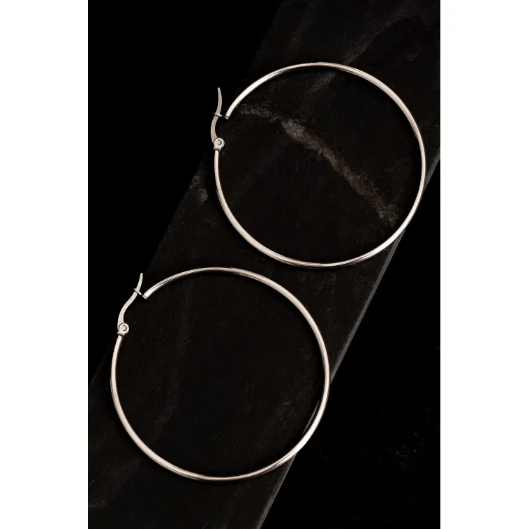 Ottoman 50mm Halka Kesim Yuvarlak Model 925 Ayar Çelik Kadın Küpesi - GKPKUPEKARE-GMS Ottoman 50mm Halka Kesim Yuvarlak Model 925 Ayar Çelik Kadın Küpesi - GKPKUPEKARE-GMS
