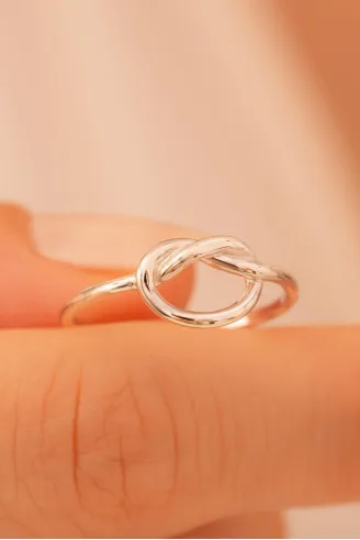 Kadın Gümüş Yüzük - El İşçiliği Gümüş Aşk Düğümü Model 2 Kadın Yüzük