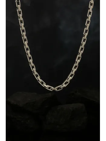 Erkek Çelik Kolye - Düz Kare Kral Zincir Model Erkek Kolye Parlak Görünümlü Tasarım