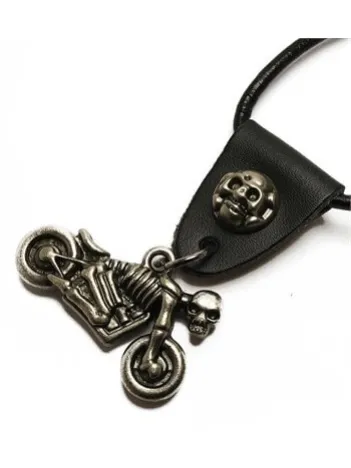 KURUKAFA İSKELETOR MOTOSİKLET ERKEK DERİ KOLYE