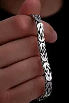 Erkek Gümüş Bileklik - 6.5mm Dikdörtgen Kesim Yassı Kral Gümüş Bileklik