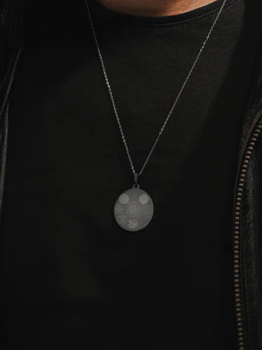 12 Dualı Çift Taraflı Koruyucu Zırh Kolyesi Celcelütiye , Nazar Duası , Rufai Gülü