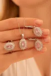 Kadın Gümüş Set - Mekik Model Pembe Zirkon Taşlı Baget Süslemeli Rodyumlu Kadın Set Kadın Gümüş Set - Mekik Model Pembe Zirkon Taşlı Baget Süslemeli Rodyumlu Kadın Set