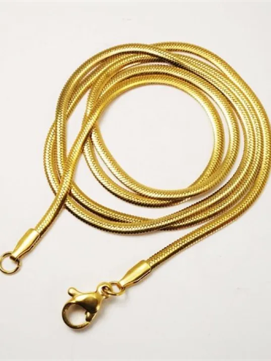 Altın Rengi Snake Kolye Çelik Erkek Kolye Zincir İnce Model